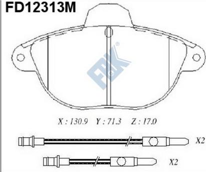 FBK FD12313M - Гальмівні колодки, дискові гальма autozip.com.ua