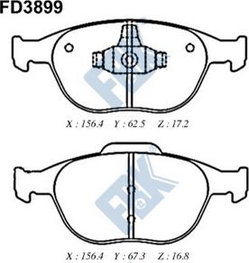 FBK FD3899 - Гальмівні колодки, дискові гальма autozip.com.ua