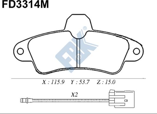 FBK FD3314M - Гальмівні колодки, дискові гальма autozip.com.ua