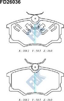 FBK FD26036 - Гальмівні колодки, дискові гальма autozip.com.ua