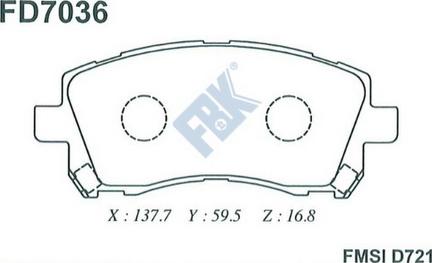 FBK FD7036 - Гальмівні колодки, дискові гальма autozip.com.ua