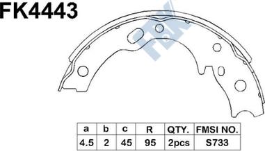 FBK FK4443 - Комплект гальм, ручник, парковка autozip.com.ua