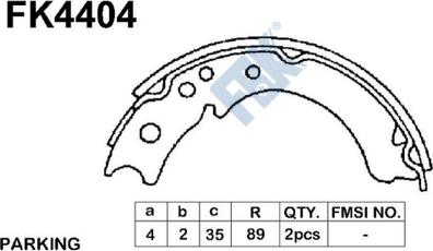FBK FK4404 - Комплект гальм, ручник, парковка autozip.com.ua