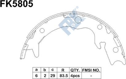 FBK FK5805 - Комплект гальм, барабанний механізм autozip.com.ua