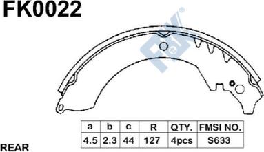 FBK FK0022 - Комплект гальм, барабанний механізм autozip.com.ua
