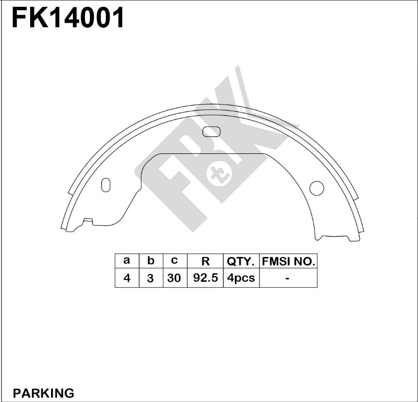 FBK FK14001 - Комплект гальм, ручник, парковка autozip.com.ua