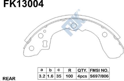 FBK FK13004 - Комплект гальм, барабанний механізм autozip.com.ua