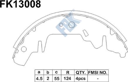 FBK FK13008 - Комплект гальм, барабанний механізм autozip.com.ua