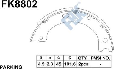 FBK FK8802 - Комплект гальм, барабанний механізм autozip.com.ua