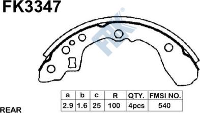 FBK FK3347 - Комплект гальм, барабанний механізм autozip.com.ua
