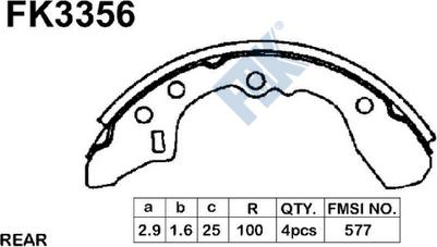 FBK FK3356 - Комплект гальм, барабанний механізм autozip.com.ua