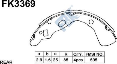 FBK FK3369 - Комплект гальм, барабанний механізм autozip.com.ua