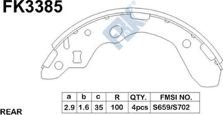 FBK FK3385 - Комплект гальм, барабанний механізм autozip.com.ua