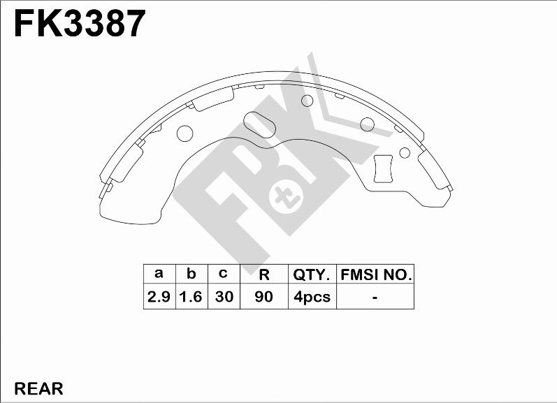 FBK FK3387 - Комплект гальм, барабанний механізм autozip.com.ua
