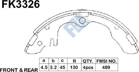 FBK FK3326 - Комплект гальм, барабанний механізм autozip.com.ua