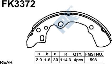 FBK FK3372 - Комплект гальм, барабанний механізм autozip.com.ua