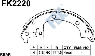 FBK FK2220 - Комплект гальм, барабанний механізм autozip.com.ua