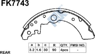 FBK FK7743 - Комплект гальм, барабанний механізм autozip.com.ua