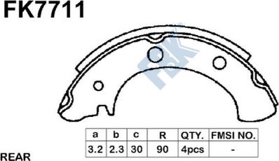 FBK FK7711 - Комплект гальм, барабанний механізм autozip.com.ua