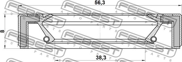 Febest 95GAY-40560808X - Сальник привода NISSAN 38.3X56.3X8 FEBEST autozip.com.ua