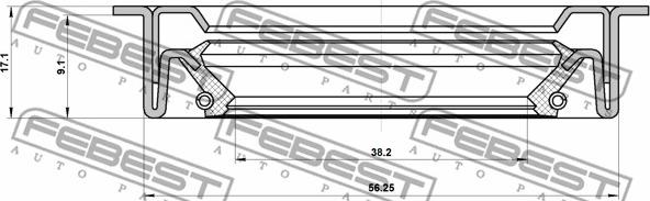 Febest 95LDW-40560917C - Сальник привода FORD FOCUS 38.2x56.25x9.1x17.1 FEBEST autozip.com.ua