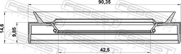 Febest 95PES-44901015C - Кільце ущільнювача валу, приводний вал autozip.com.ua