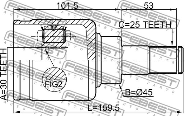 Febest 6511-003 - Шарнір, ШРУС, приводний вал autozip.com.ua