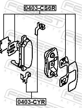 Febest 0403-CYR - Комплектуючі, колодки дискового гальма autozip.com.ua
