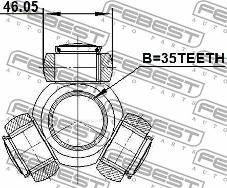 Febest 0416-CW5 - Муфта з шипами, приводний вал autozip.com.ua