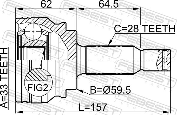 Febest 0410-CY34 - Шарнір, ШРУС, приводний вал autozip.com.ua