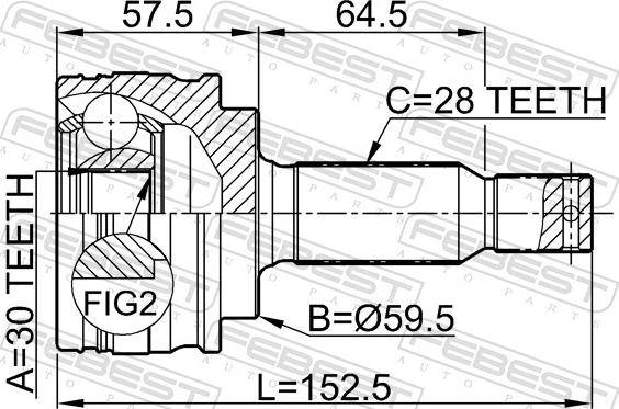 Febest 0410-CY2 - Шарнір, ШРУС, приводний вал autozip.com.ua