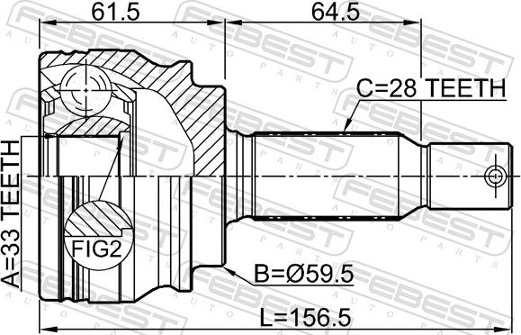 Febest 0410-GA - Шарнір, ШРУС, приводний вал autozip.com.ua