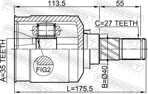 Febest 0411-CW5LH - Шарнір, ШРУС, приводний вал autozip.com.ua