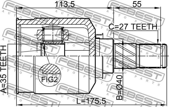 Febest 0411-CW5LH - Шарнірний комплект, ШРУС, приводний вал autozip.com.ua