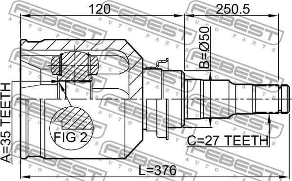 Febest 0411-CW5RH - Шарнір, ШРУС, приводний вал autozip.com.ua