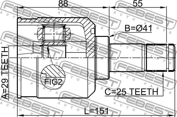 Febest 0411-CY2AT - Шарнірний комплект, ШРУС, приводний вал autozip.com.ua