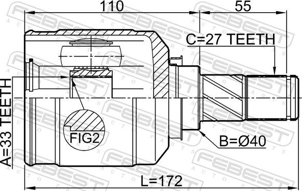 Febest 0411-GACVTLH - Шарнір, ШРУС, приводний вал autozip.com.ua