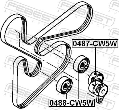 Febest 0488-CW5W - Паразитний / провідний ролик, поліклиновий ремінь autozip.com.ua
