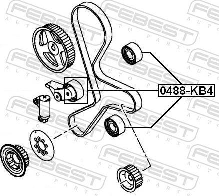 Febest 0488-KB4 - Паразитний / Провідний ролик, зубчастий ремінь autozip.com.ua