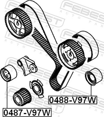 Febest 0487-V97W - Натяжний ролик, ремінь ГРМ autozip.com.ua
