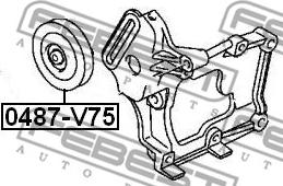 Febest 0487-V75 - Паразитний / провідний ролик, поліклиновий ремінь autozip.com.ua