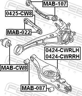 Febest MAB-087 - Сайлентблок, важіль підвіски колеса autozip.com.ua