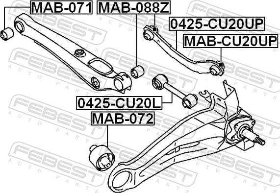 Febest MAB-CU20UP - Сайлентблок, важіль підвіски колеса autozip.com.ua