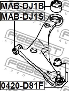 Febest 0420-D81F - Шарова опора, несучий / направляючий шарнір autozip.com.ua