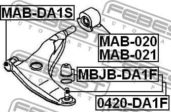 Febest 0420-DA1F - Опора шаровая MITSUBISHI CARISMA. SPACE STAR 95-06 перед. мост с двух сторон Пр-во FEBEST autozip.com.ua