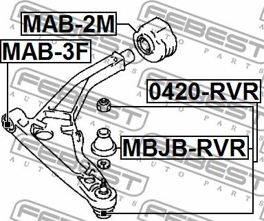 Febest MAB-2M - Сайлентблок, важеля підвіски колеса autozip.com.ua