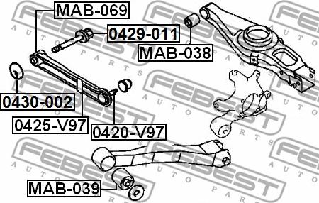 Febest 0420-V97 - Шарова опора, несучий / направляючий шарнір autozip.com.ua