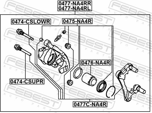 Febest 0474-CSLOWR - Направляючий болт, корпус скоби гальма autozip.com.ua