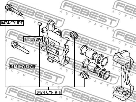 Febest 0474-CYF-KIT - Направляючий болт, корпус скоби гальма autozip.com.ua