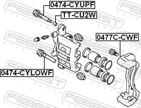 Febest 0474-CYLOWF - Направляючий болт, корпус скоби гальма autozip.com.ua
